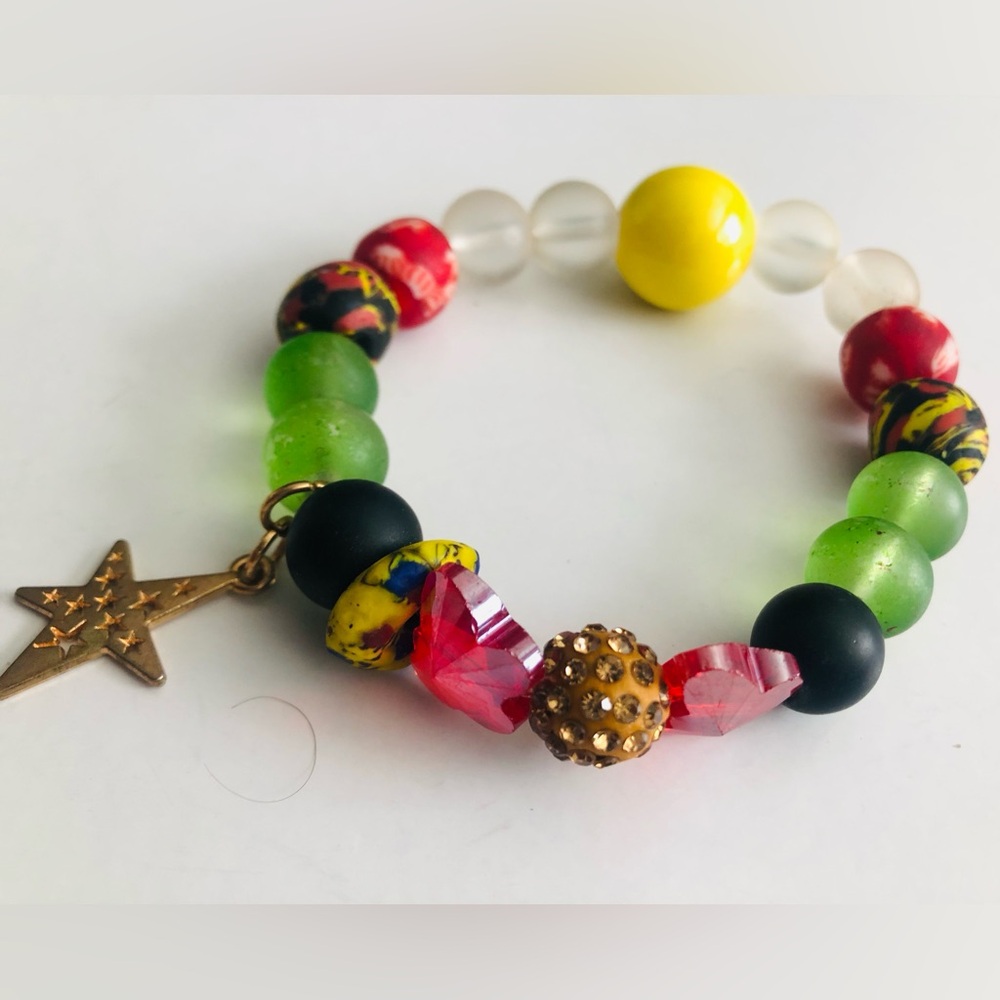 Colorful African Glass Beads Bracelet